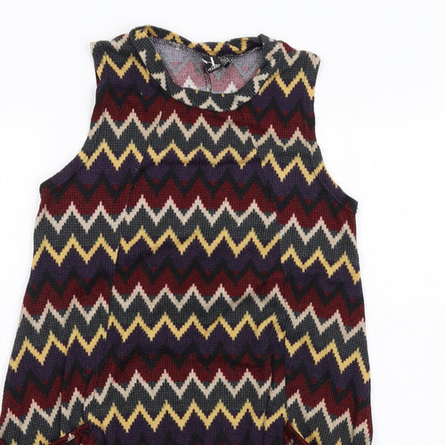 Izabel London Womens Multicoloured Chevron Polyester A-Line Size 8 Round Neck Pullover