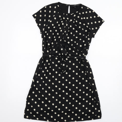VERO MODA Womens Black Polka Dot Polyester A-Line Size XS Round Neck Button