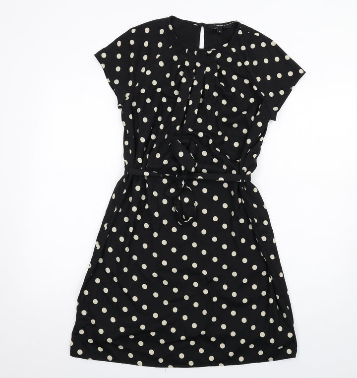 VERO MODA Womens Black Polka Dot Polyester A-Line Size XS Round Neck Button