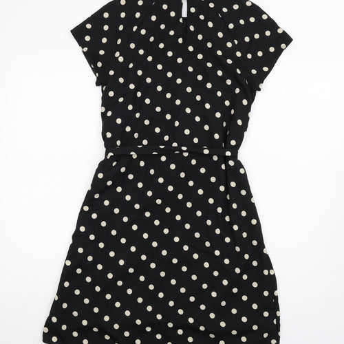 VERO MODA Womens Black Polka Dot Polyester A-Line Size XS Round Neck Button