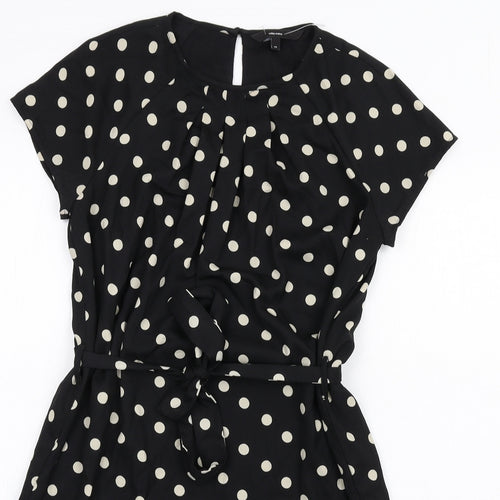 VERO MODA Womens Black Polka Dot Polyester A-Line Size XS Round Neck Button