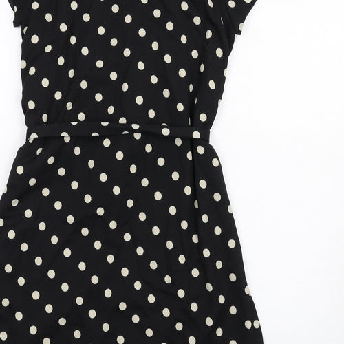 VERO MODA Womens Black Polka Dot Polyester A-Line Size XS Round Neck Button