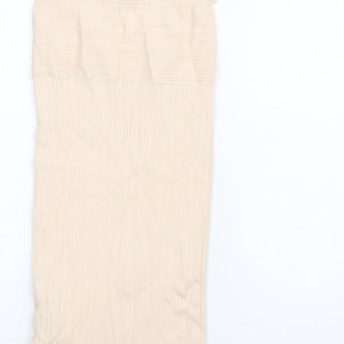 Bershka Womens Beige Viscose Bodycon Size L V-Neck Pullover