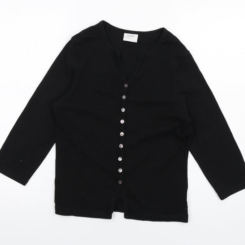 NEXT Womens Black Cotton Basic Button-Up Size 14 V-Neck