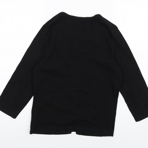 NEXT Womens Black Cotton Basic Button-Up Size 14 V-Neck