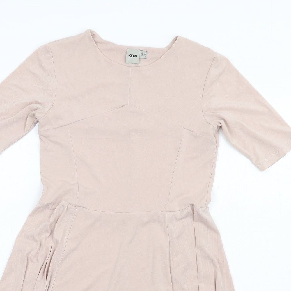 ASOS Womens Pink Polyester Fit & Flare Size 10 V-Neck Pullover