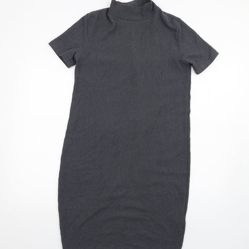 Marks and Spencer Womens Grey Polyester Bodycon Size 10 High Neck Pullover
