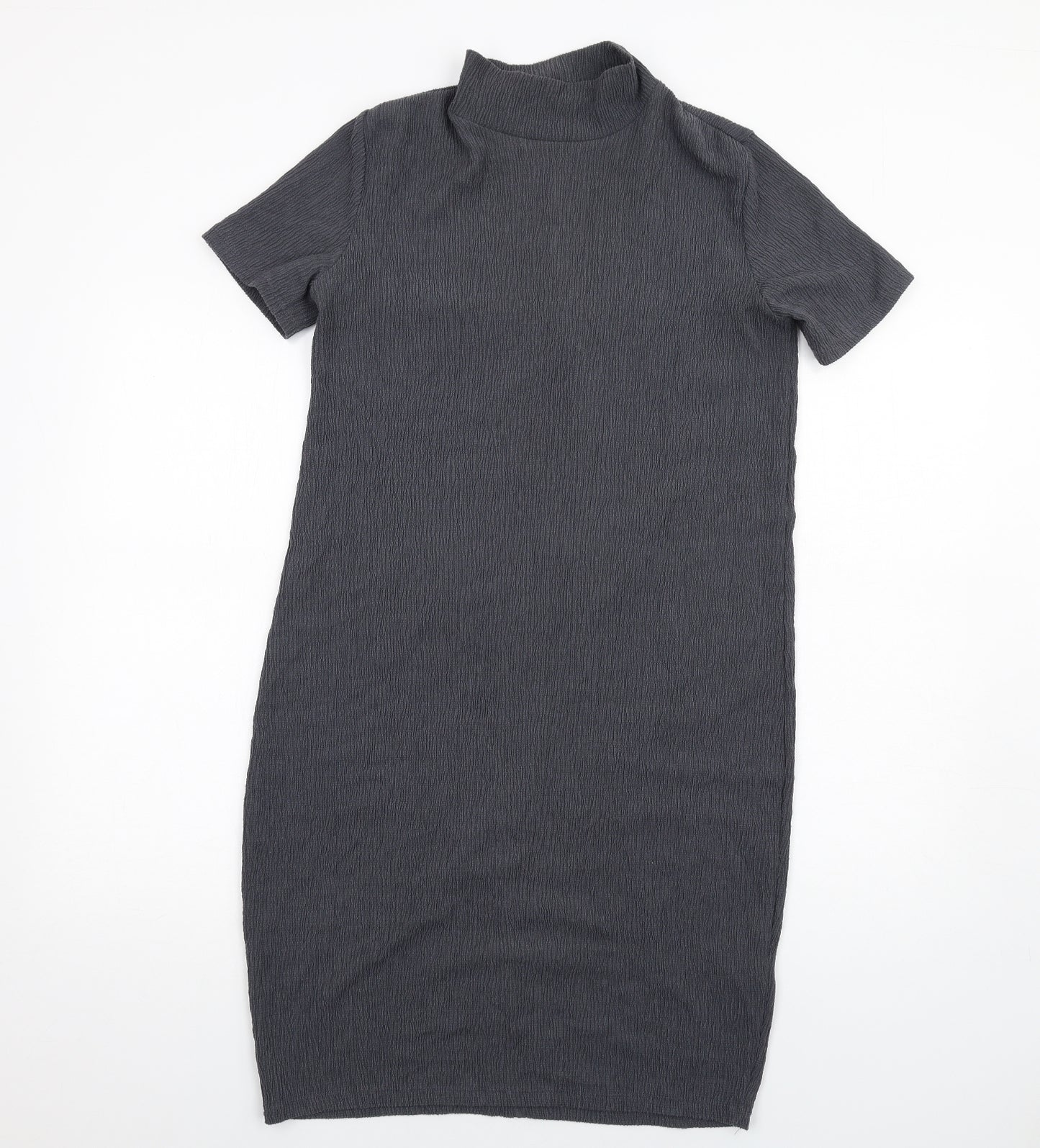 Marks and Spencer Womens Grey Polyester Bodycon Size 10 High Neck Pullover