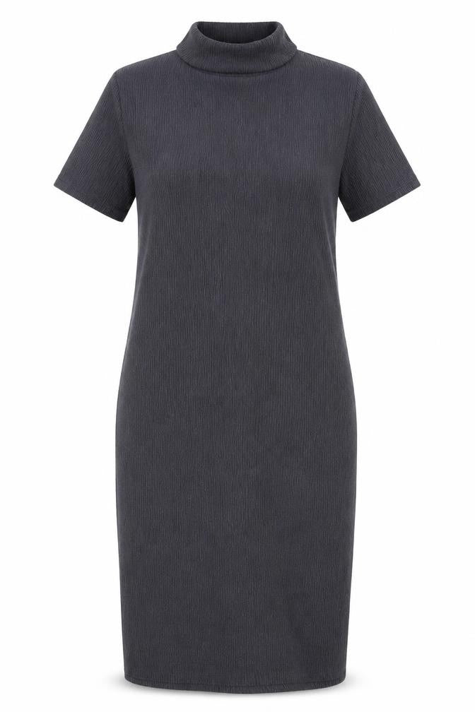 Front view of Marks & Spencer women’s grey polyester bodycon, size UK 10, high neck pullover