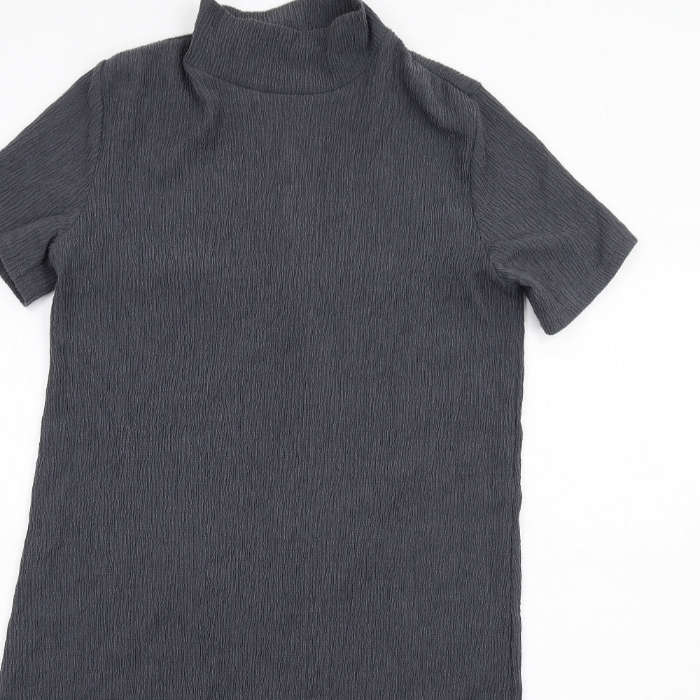 Marks and Spencer Womens Grey Polyester Bodycon Size 10 High Neck Pullover