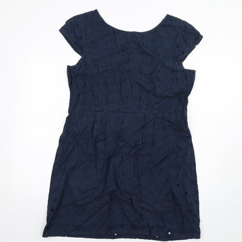 NEXT Womens Blue Cotton A-Line Size 18 Round Neck Zip