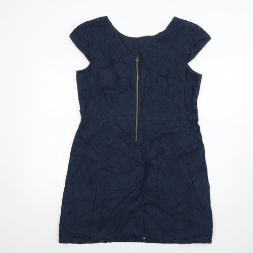 NEXT Womens Blue Cotton A-Line Size 18 Round Neck Zip