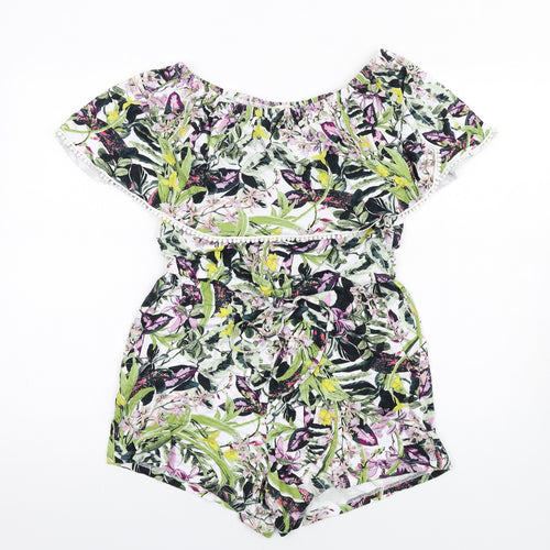 NEXT Womens Multicoloured Floral Vinyl Playsuit One-Piece Size 8 Pullover