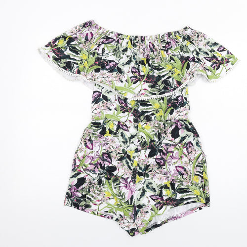 NEXT Womens Multicoloured Floral Vinyl Playsuit One-Piece Size 8 Pullover
