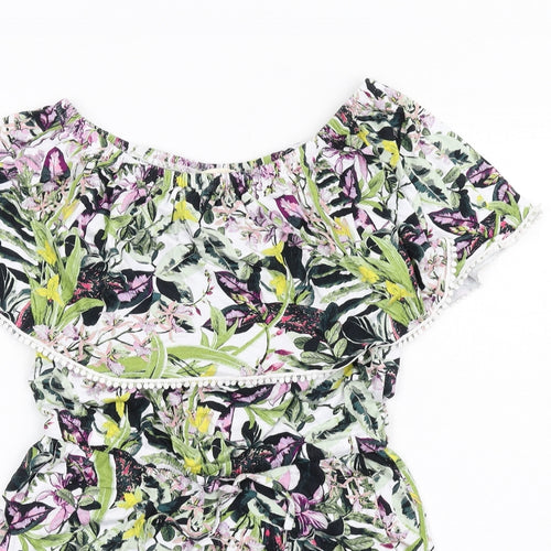 NEXT Womens Multicoloured Floral Vinyl Playsuit One-Piece Size 8 Pullover