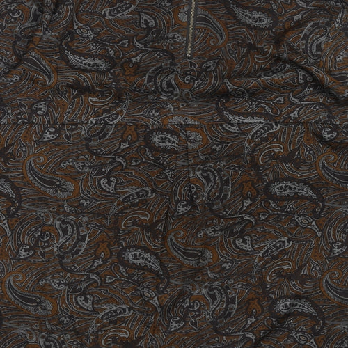 Selected Femme Womens Brown Paisley Polyester Basic T-Shirt Size 12 Round Neck