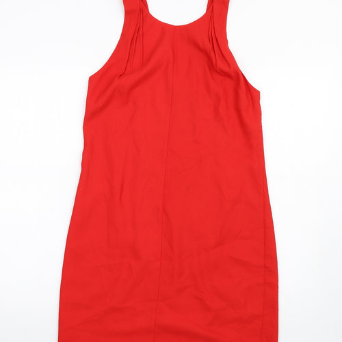 Great Plains Womens Red Polyester A-Line Size 10 Scoop Neck Zip