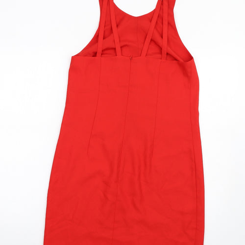 Great Plains Womens Red Polyester A-Line Size 10 Scoop Neck Zip