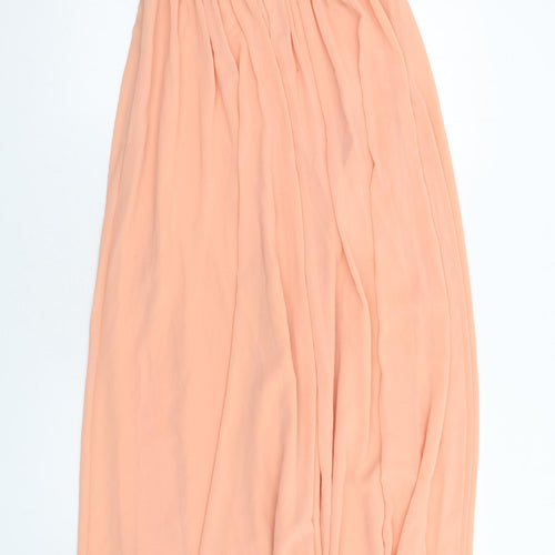 Coast Womens Pink Polyester Maxi Size 10 Square Neck Zip - Sequins