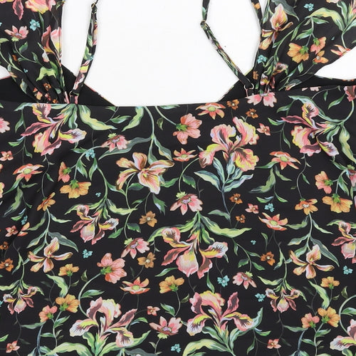 Topshop Womens Black Floral Polyester Camisole Tank Size 10 Off the Shoulder