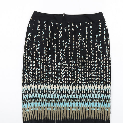 Ann Taylor Womens Multicoloured Geometric Cotton Straight & Pencil Skirt Size 4 Zip