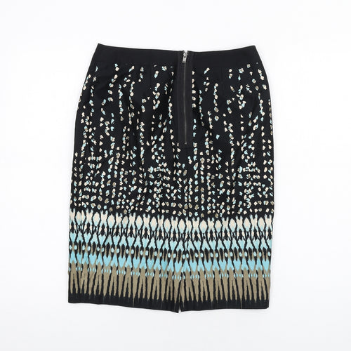 Ann Taylor Womens Multicoloured Geometric Cotton Straight & Pencil Skirt Size 4 Zip