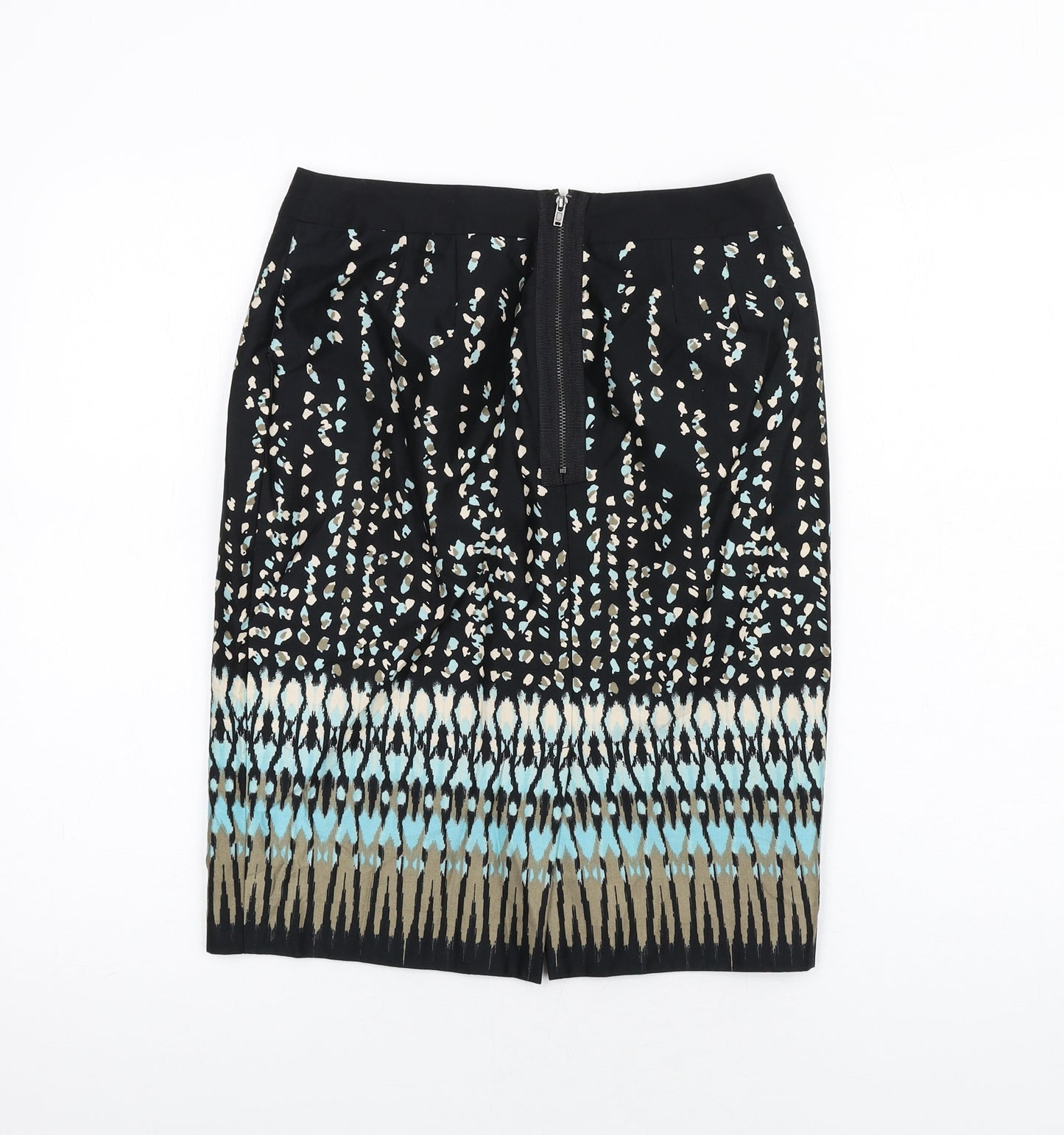 Ann Taylor Womens Multicoloured Geometric Cotton Straight & Pencil Skirt Size 4 Zip