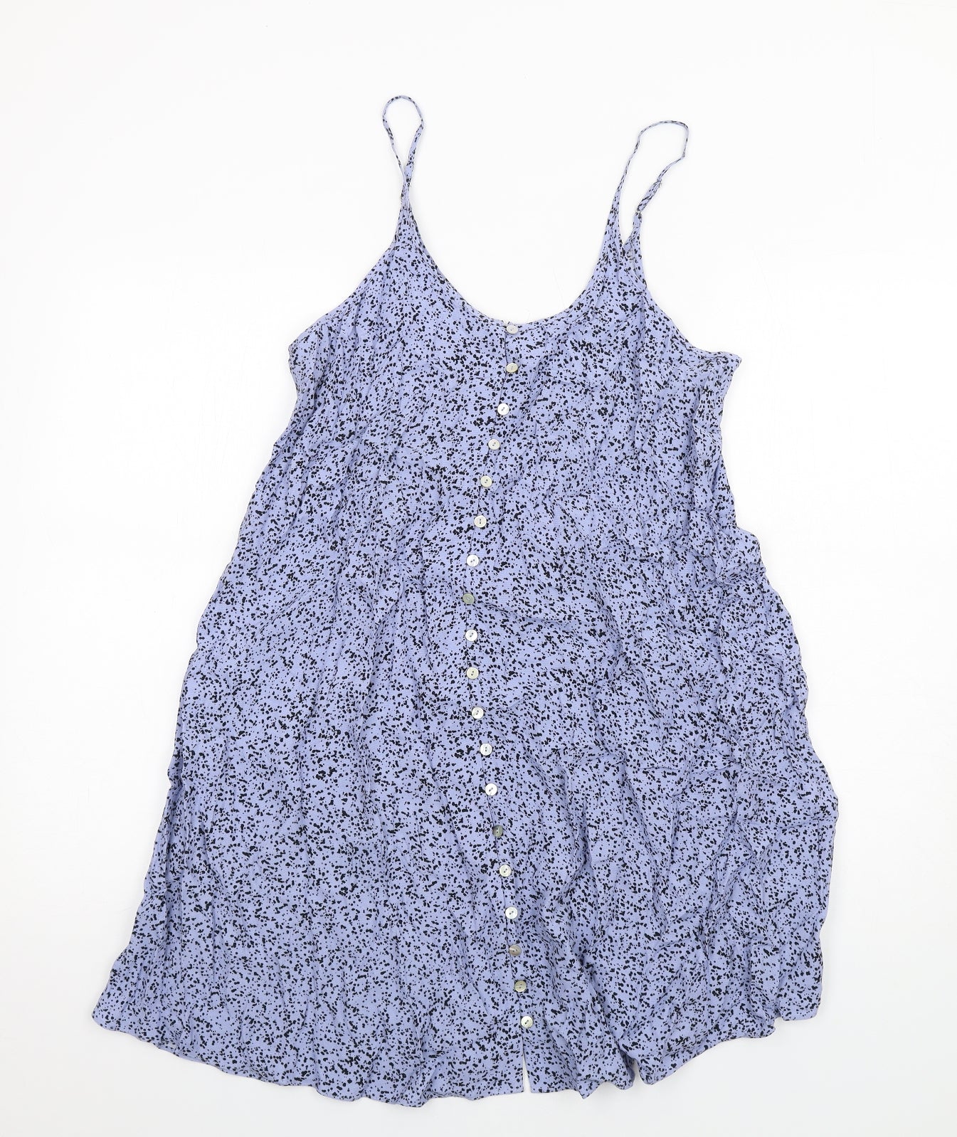 & Other Stories Womens Blue Geometric Viscose A-Line Size 8 Scoop Neck Button