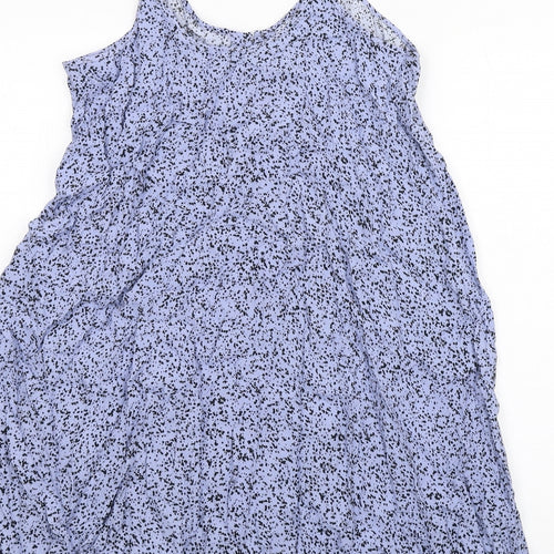 & Other Stories Womens Blue Geometric Viscose A-Line Size 8 Scoop Neck Button