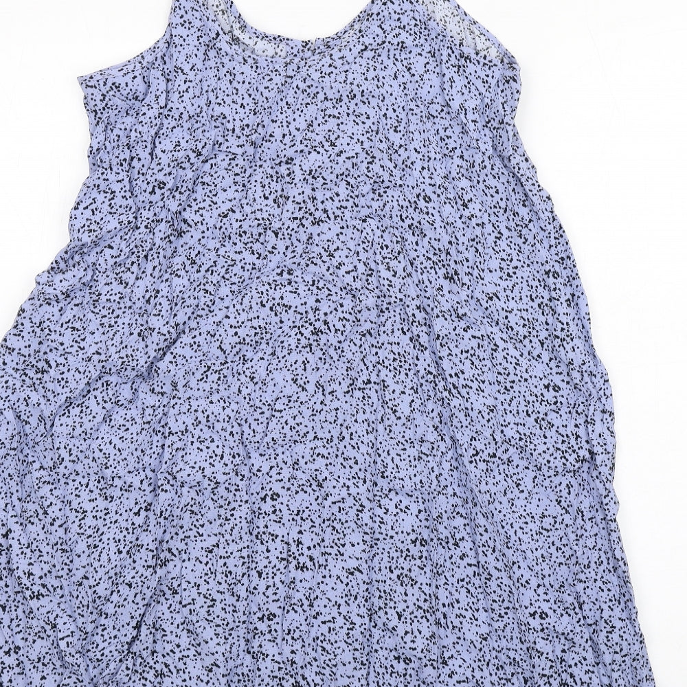 & Other Stories Womens Blue Geometric Viscose A-Line Size 8 Scoop Neck Button