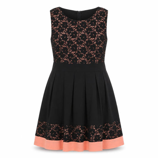 Front view of Apricot women’s black polyester a-line, size UK 14, round neck zip
