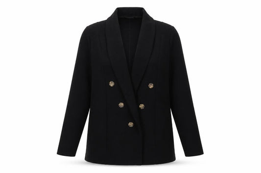 Front view of PRETTYLITTLETHING women’s black jacket, size UK 10