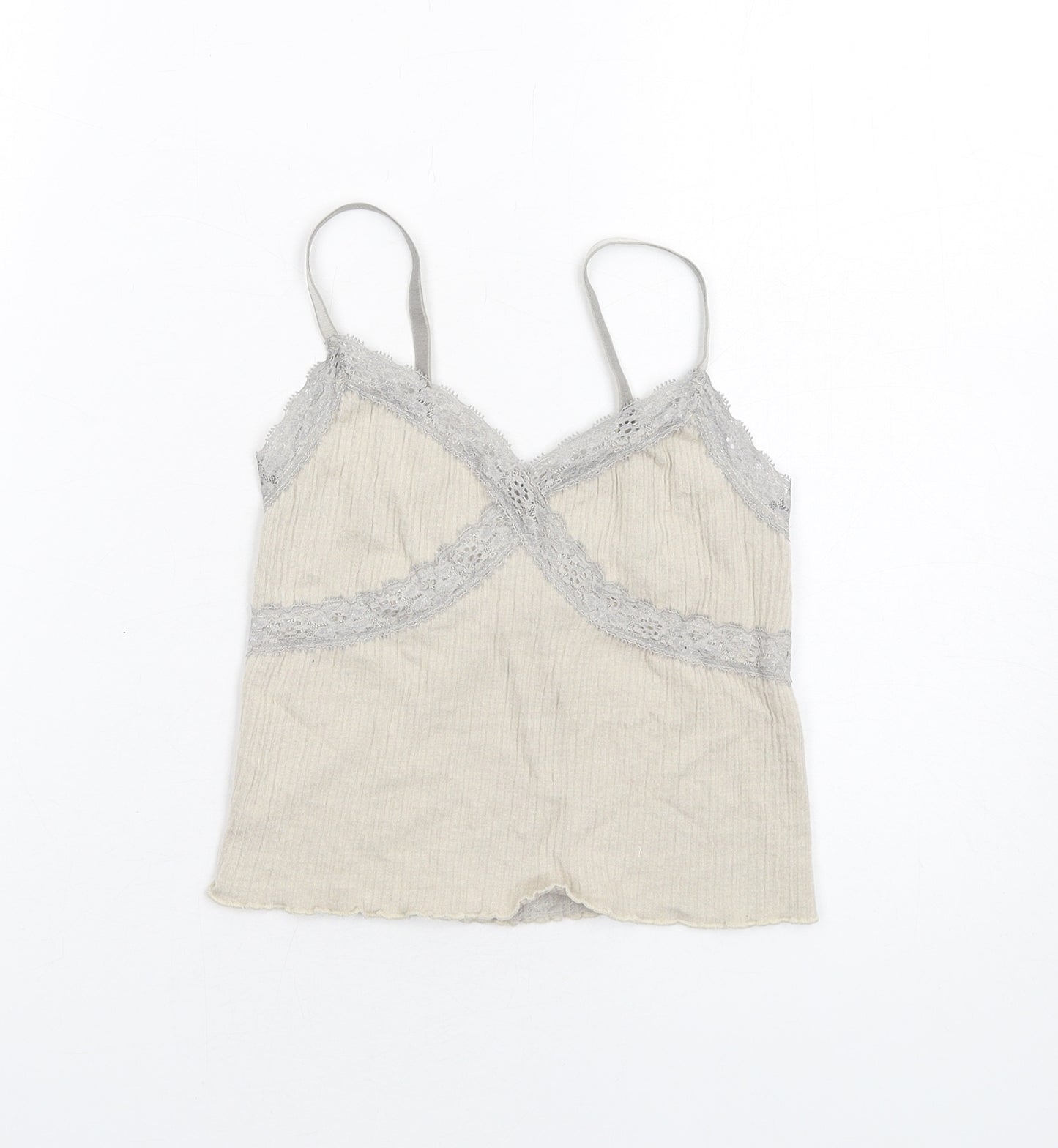 Urban Outfitters Womens Beige Modal Camisole T-Shirt Size XS V-Neck - Lace Trim