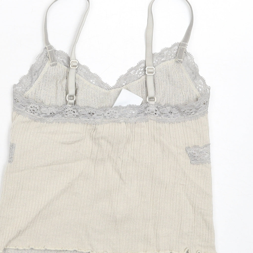 Urban Outfitters Womens Beige Modal Camisole T-Shirt Size XS V-Neck - Lace Trim