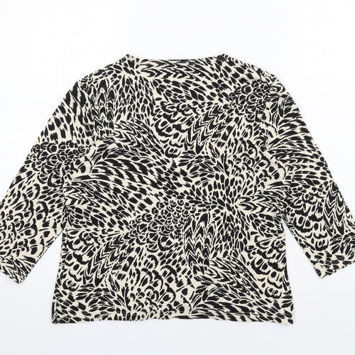 Alex & Co. Womens Beige Animal Print Viscose Basic T-Shirt Size 14 Scoop Neck