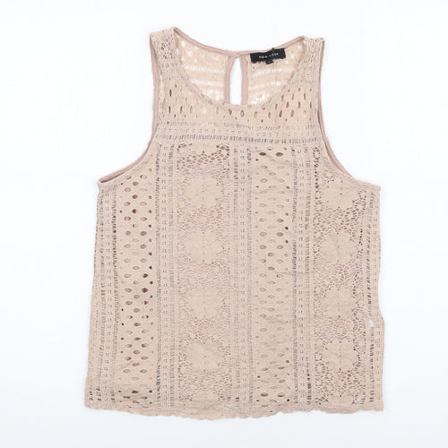 New Look Womens Beige Nylon Basic Tank Size 8 Scoop Neck
