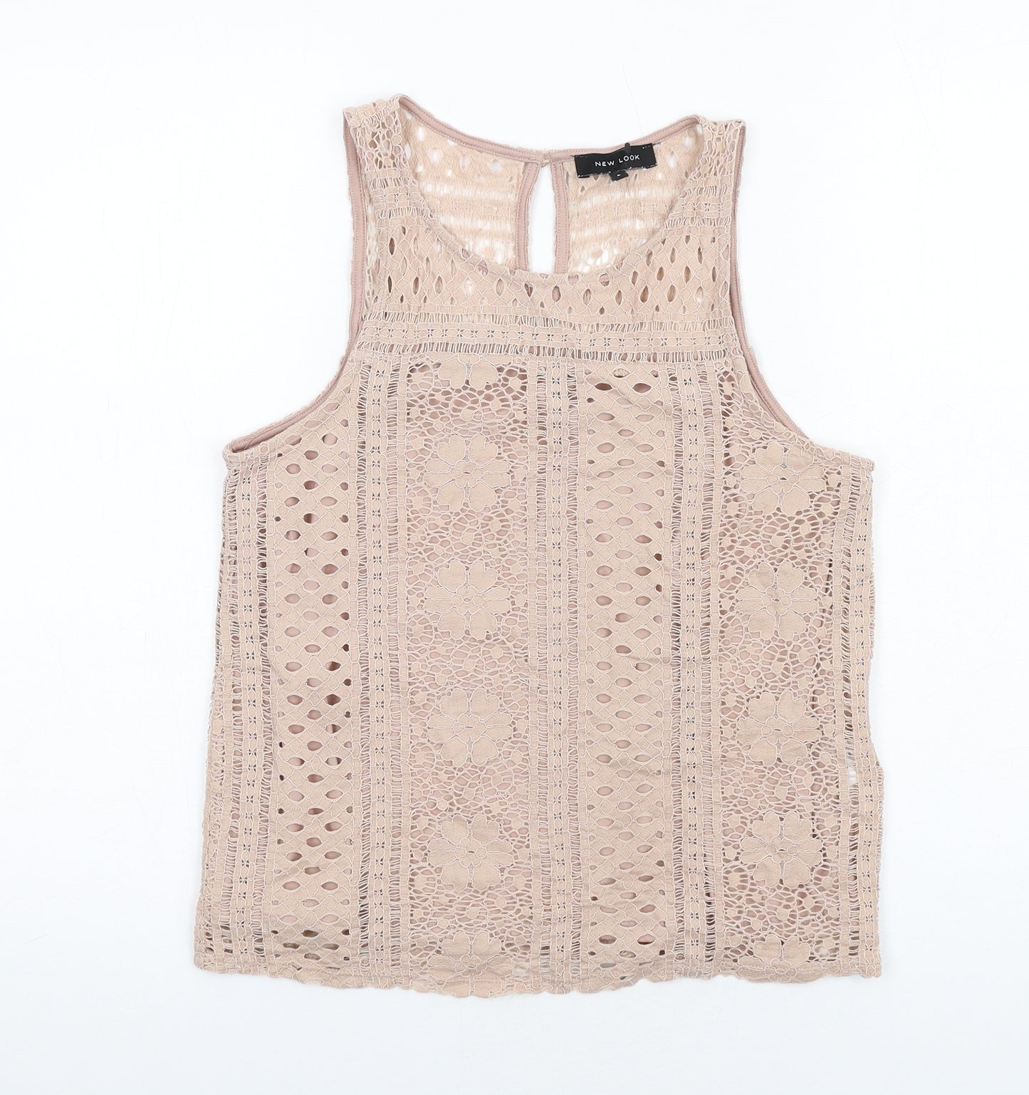 New Look Womens Beige Nylon Basic Tank Size 8 Scoop Neck