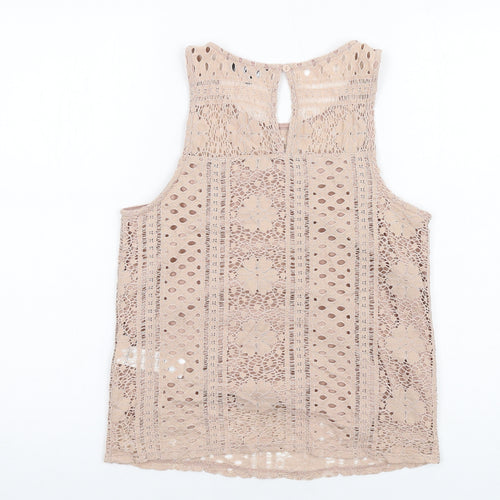 New Look Womens Beige Nylon Basic Tank Size 8 Scoop Neck