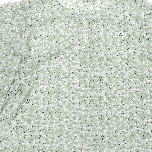 H&M Womens Green Floral Polyester Basic Blouse Size 14 Round Neck