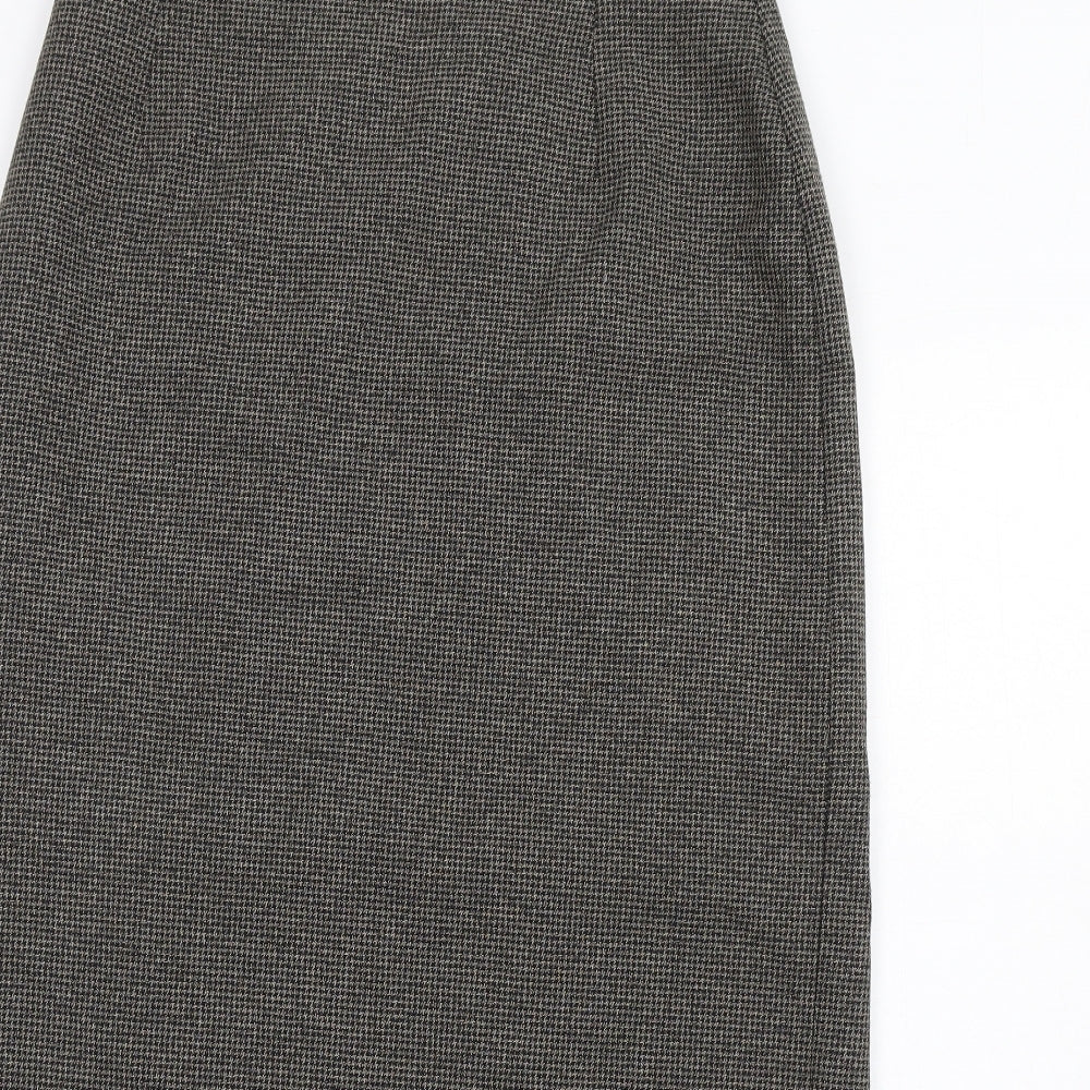 Klass Womens Brown Geometric Viscose A-Line Skirt Size 14 Zip