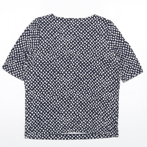 Hobbs Womens Blue Geometric Viscose Basic T-Shirt Size S Round Neck