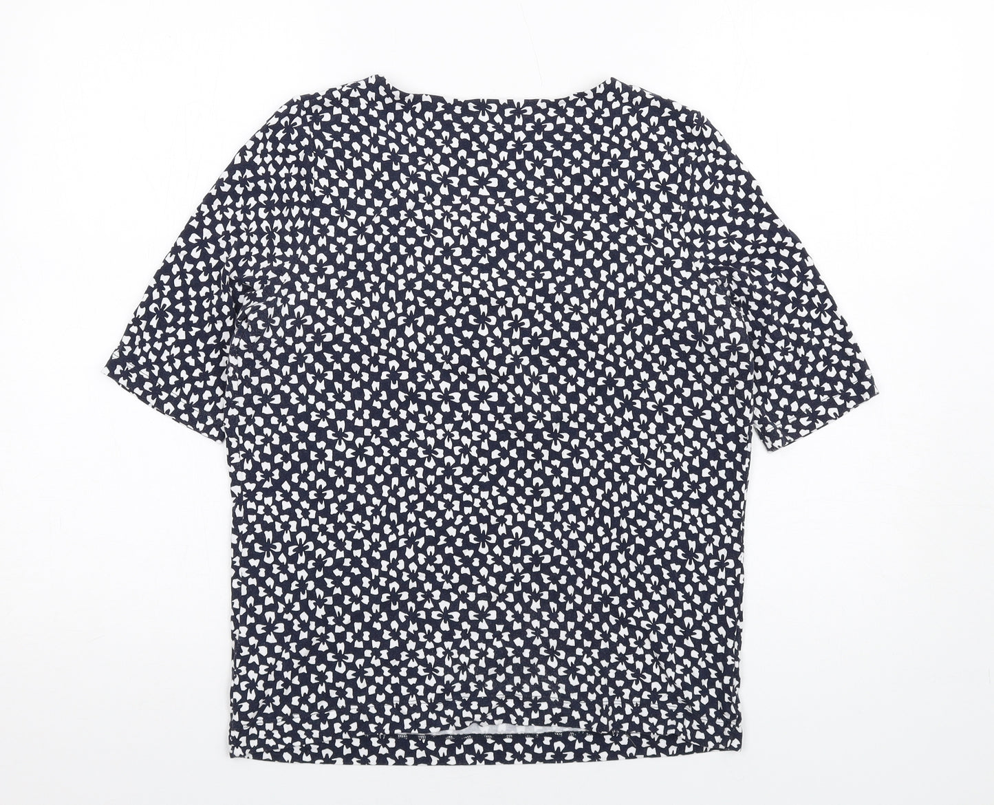Hobbs Womens Blue Geometric Viscose Basic T-Shirt Size S Round Neck