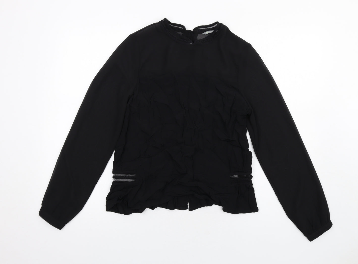 Marks and Spencer Womens Black Viscose Basic Blouse Size 12 Round Neck