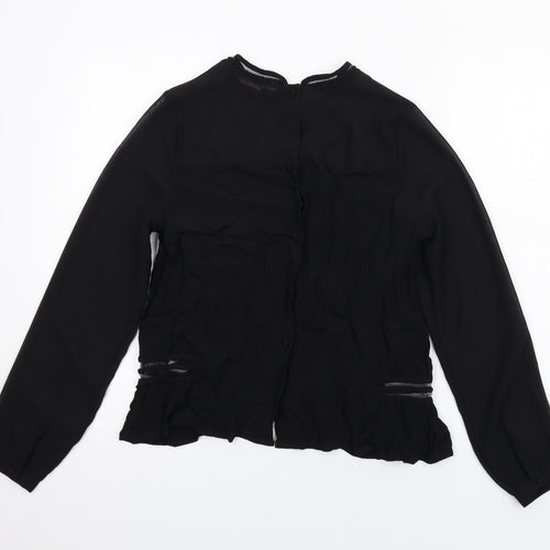 Marks and Spencer Womens Black Viscose Basic Blouse Size 12 Round Neck