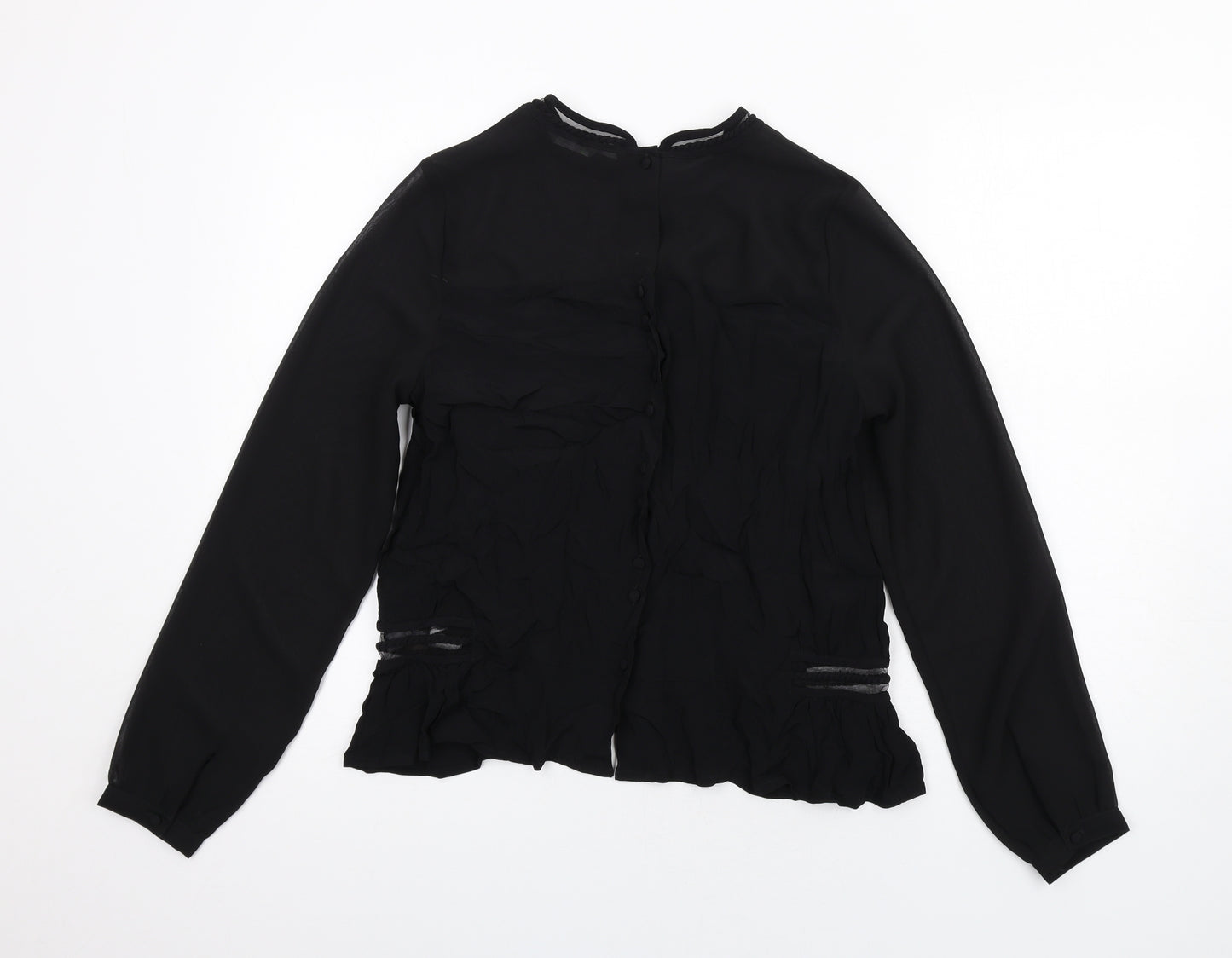 Marks and Spencer Womens Black Viscose Basic Blouse Size 12 Round Neck