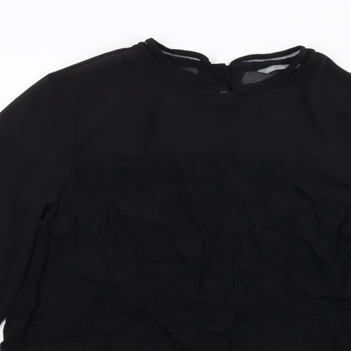 Marks and Spencer Womens Black Viscose Basic Blouse Size 12 Round Neck