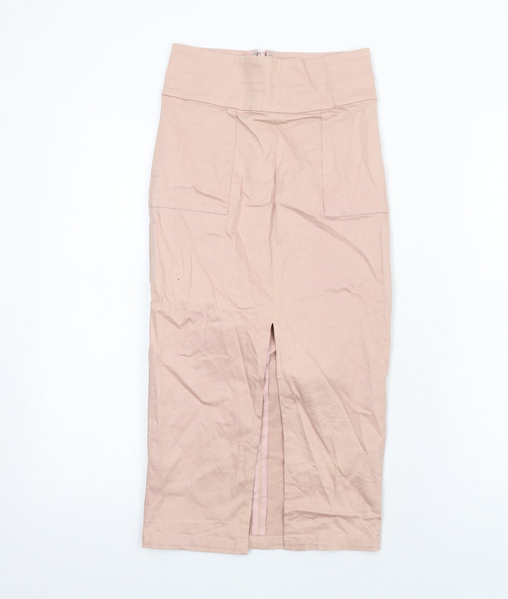 Mistress Rocks Womens Pink Cotton Straight & Pencil Skirt Size S