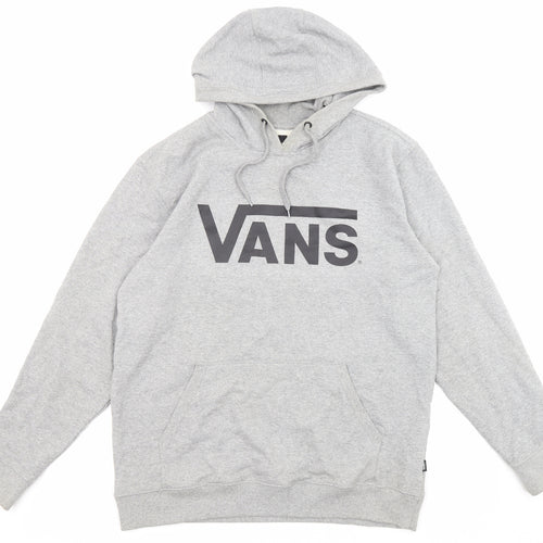 VANS Mens Grey Cotton Pullover Hoodie Size L - Logo