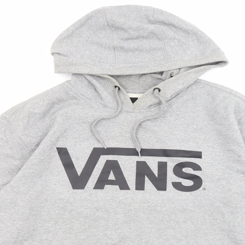 VANS Mens Grey Cotton Pullover Hoodie Size L - Logo