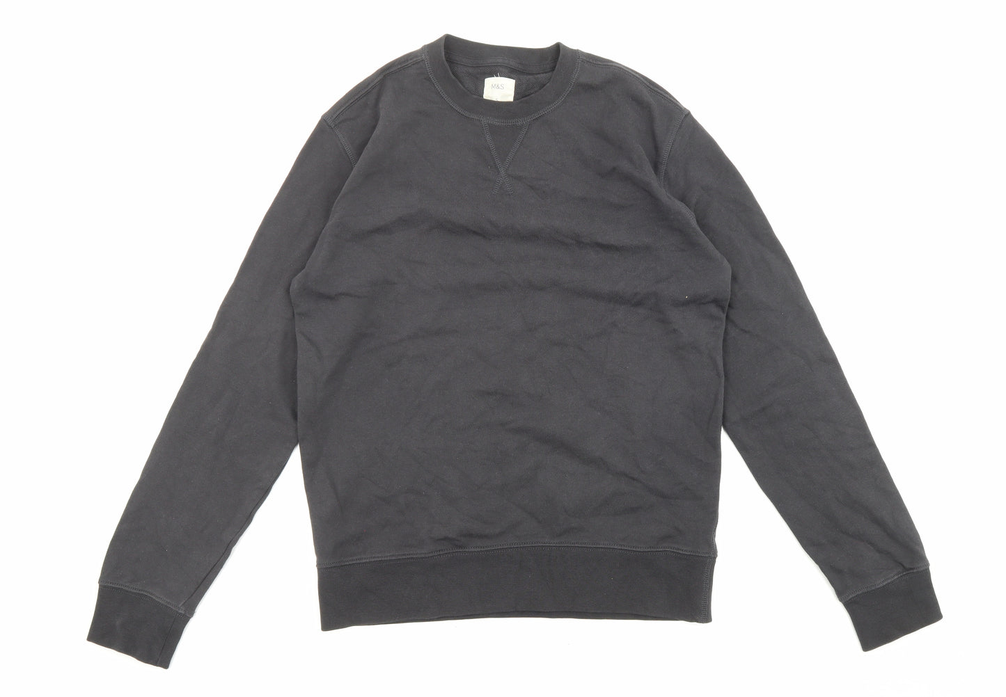 Marks and Spencer Mens Black Cotton Pullover Sweatshirt Size S